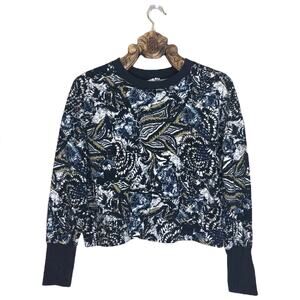 Joie Sweatshirt Patterned Crop Pullover Athletic Streetwear Crew Neck Top Large